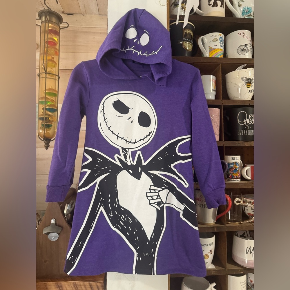 Girl's Nightmare Before Christmas Halloween Hoodie Dress Long Sleeves S 6-6X